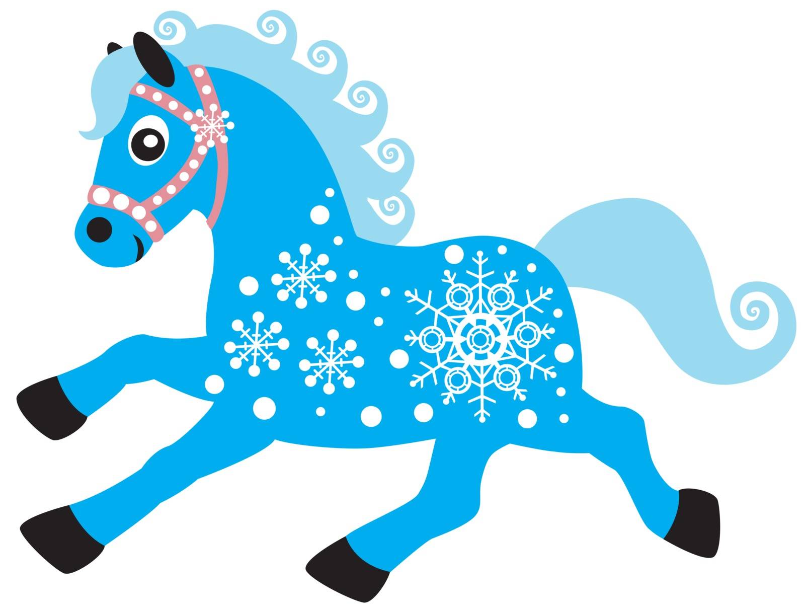 decorative horse of winter , isolated image for babies and little kids