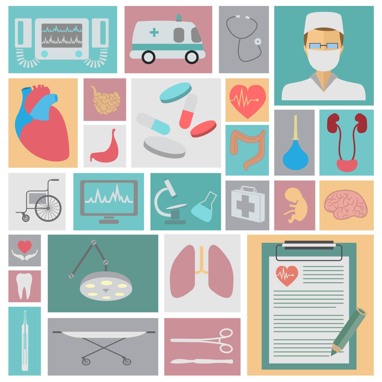 Medical and healthcare icon set. Vector illustration