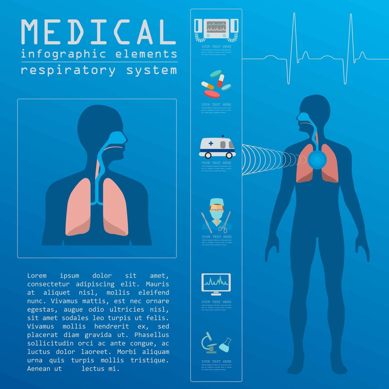 Medical and healthcare infographic, respiratory system infograph by A7880S