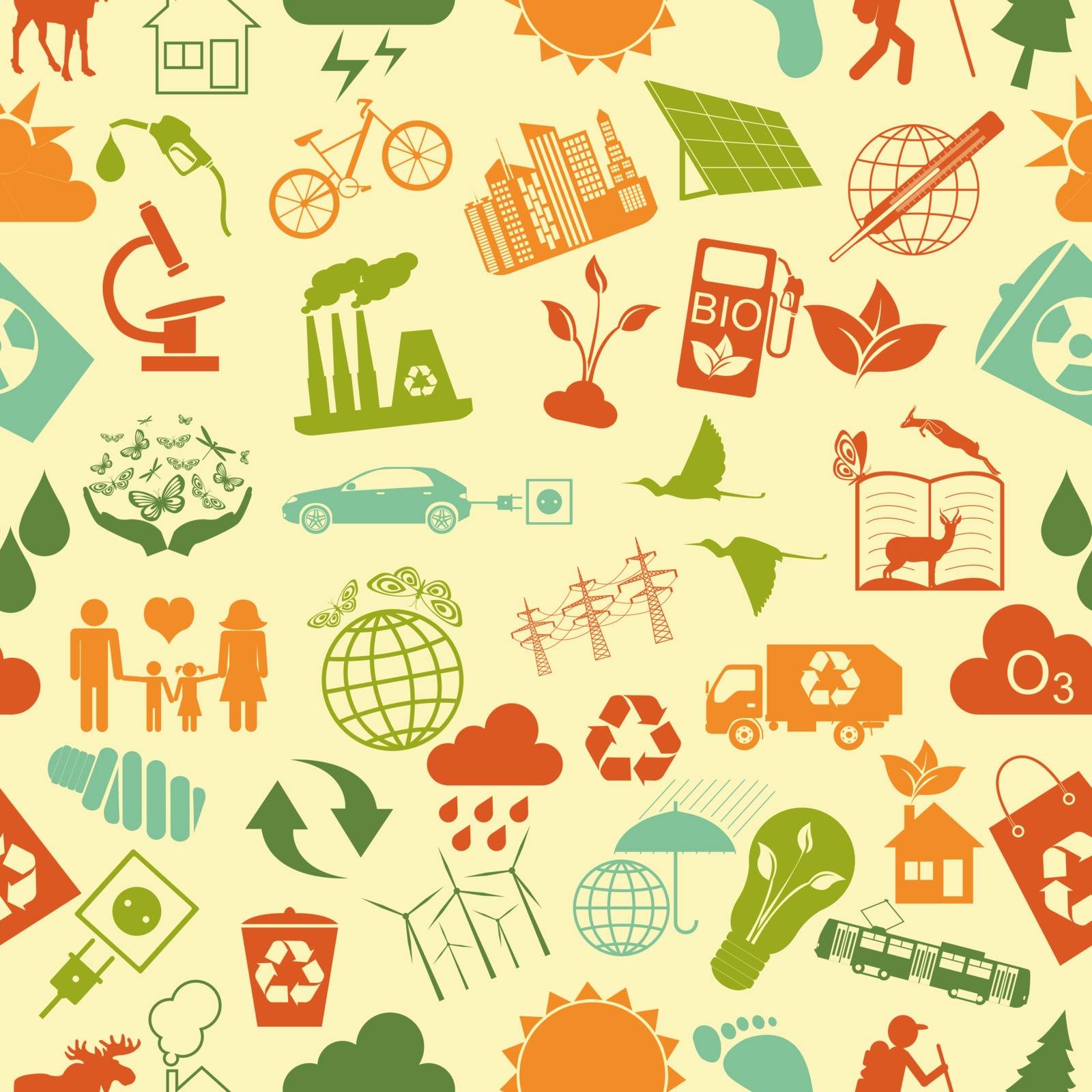 Environment, ecology seamless, pattern. Environmental background. Vector illustration