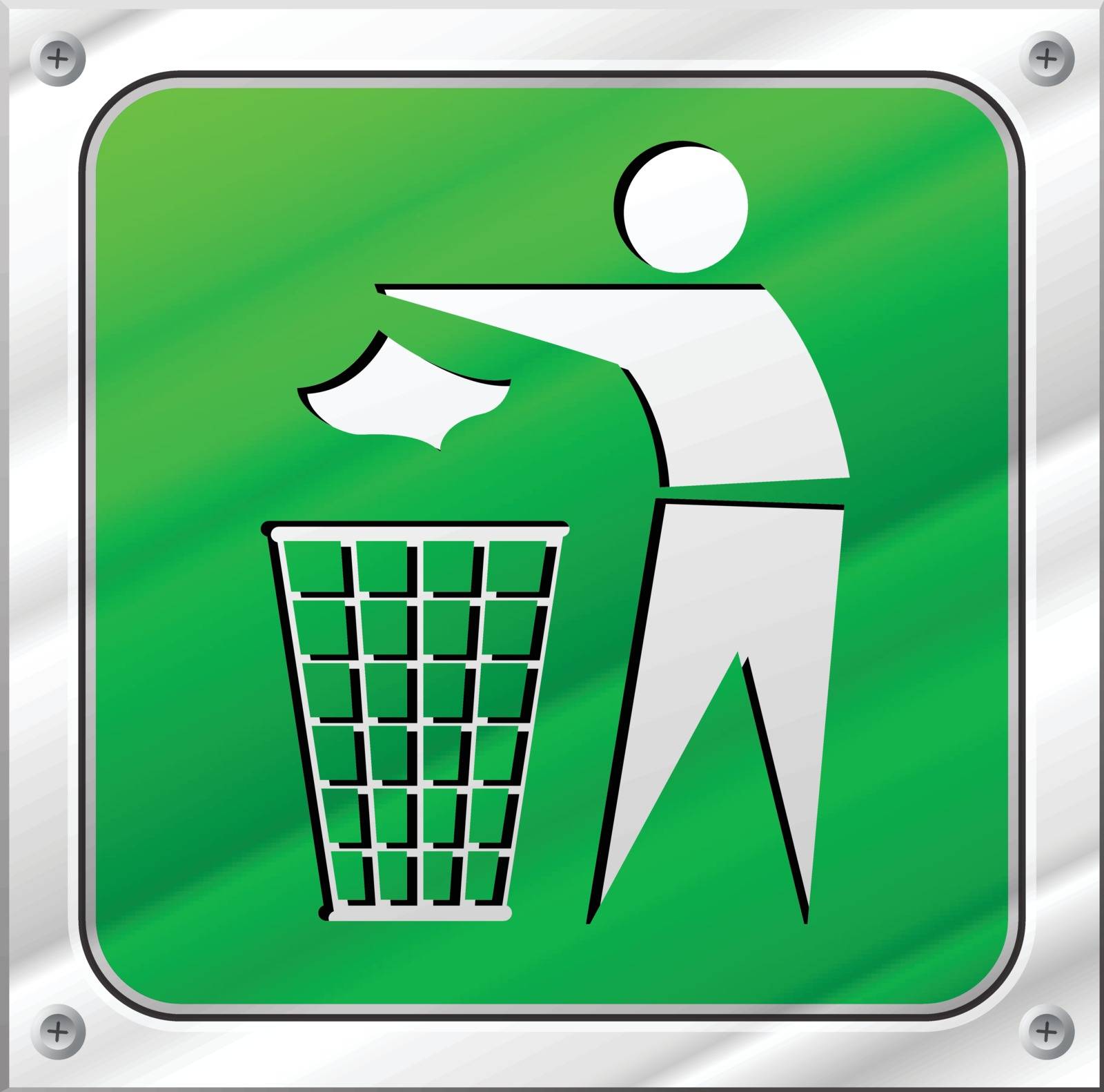 illustration of recycling icon on metal sign