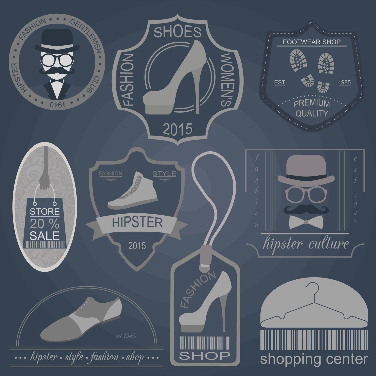 Set of vintage fashion and clothes style logos. Vector logo templates and badges 