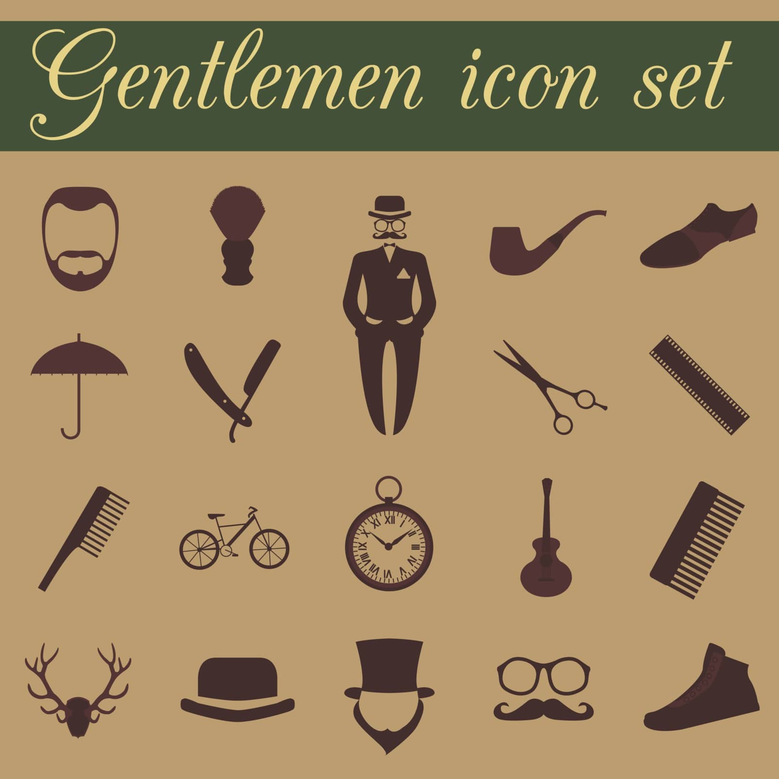 Set of vintage barber, hairstyle and gentlemen icon. Vector illustration