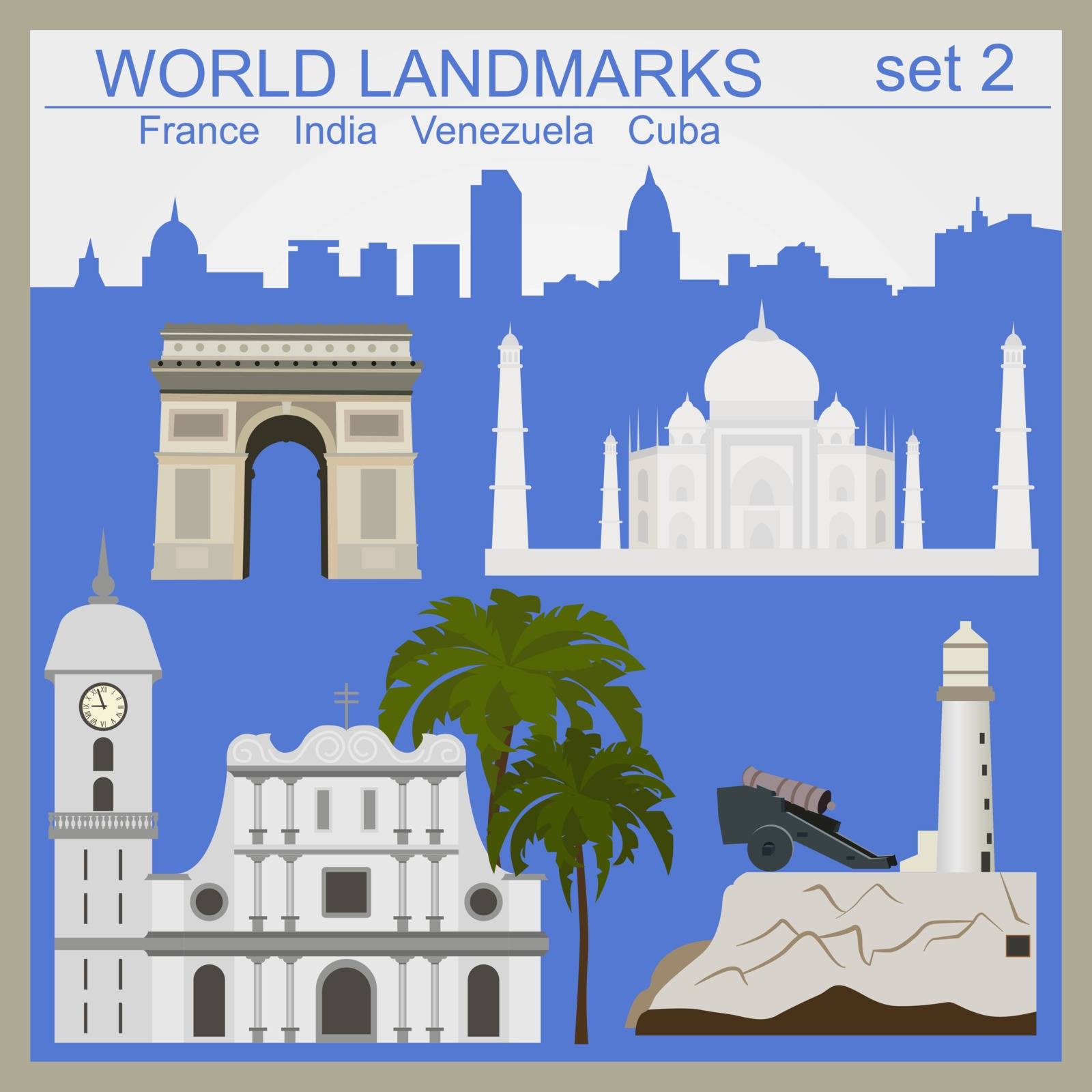 World landmarks icon set. Elements for creating infographics. Vector illustration