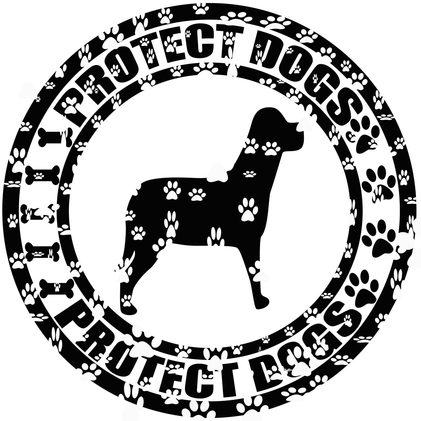 Stamp with text protect dogs inside, vector illustration