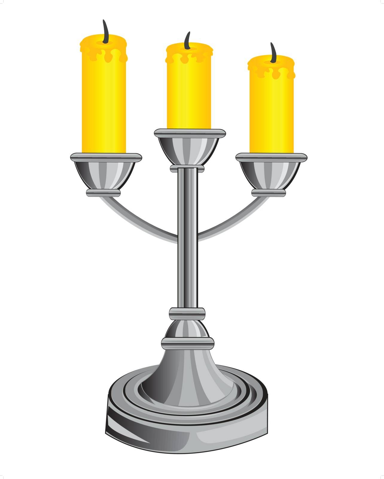 Vector illustration of the candlestick on three candles