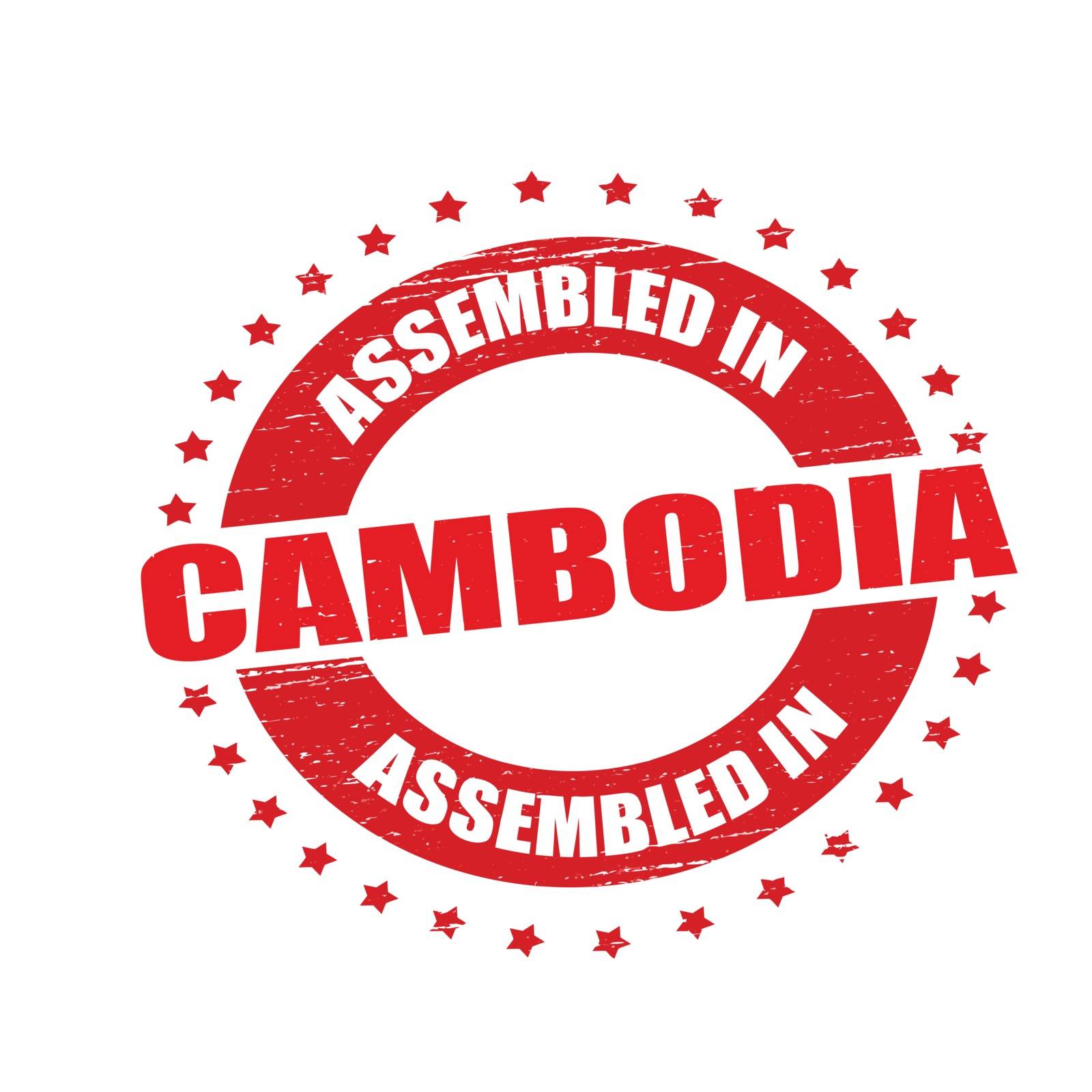 Stamp with text assembled in Cambodia inside, vector illustration