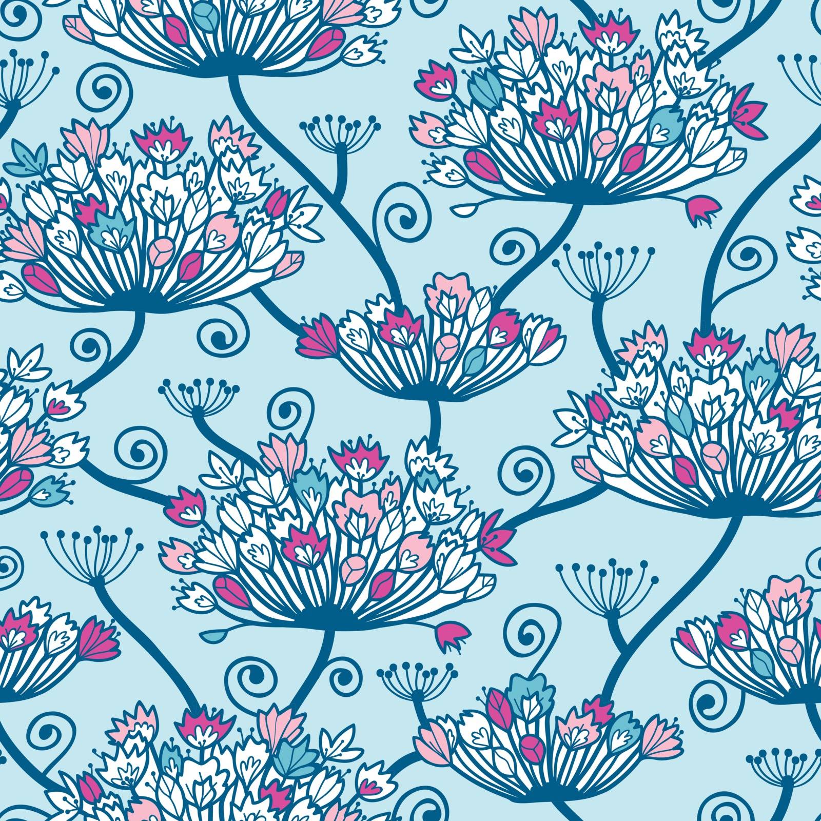 Vectpr Spring Flowers Seamless Pattern Background with hand draw elements