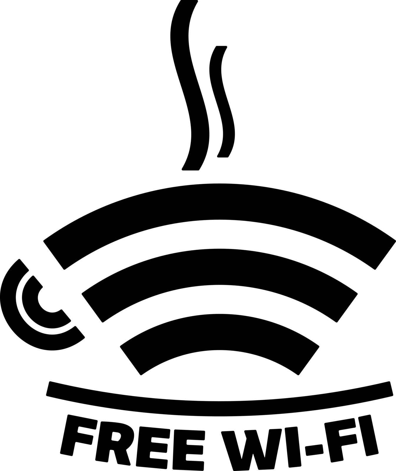 Conceptual Free Cafe Wi-Fi Internet Hotspot Icon Like a Cup of Coffee