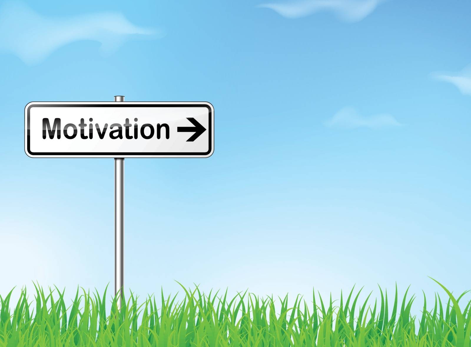 illustration of motivation direction sign on nature background