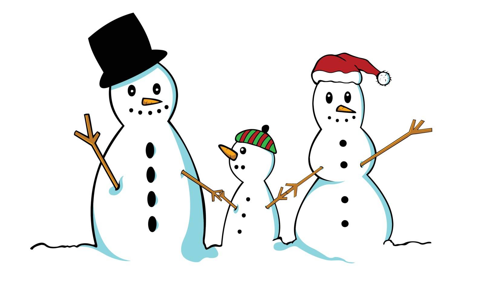 snowman family illustration isolated
