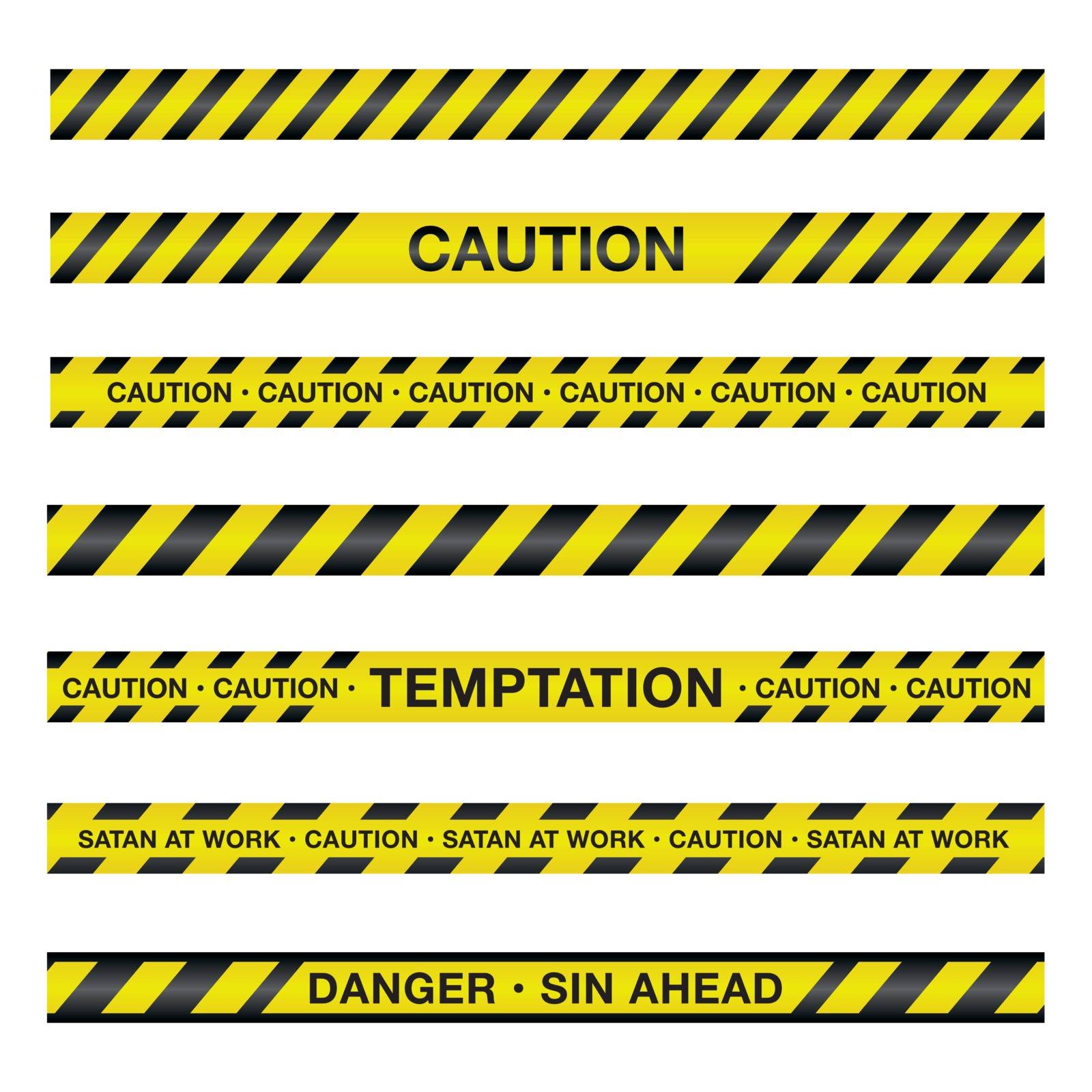 An illustration of police tape with a spiritual theme. Vector EPS 10 available.