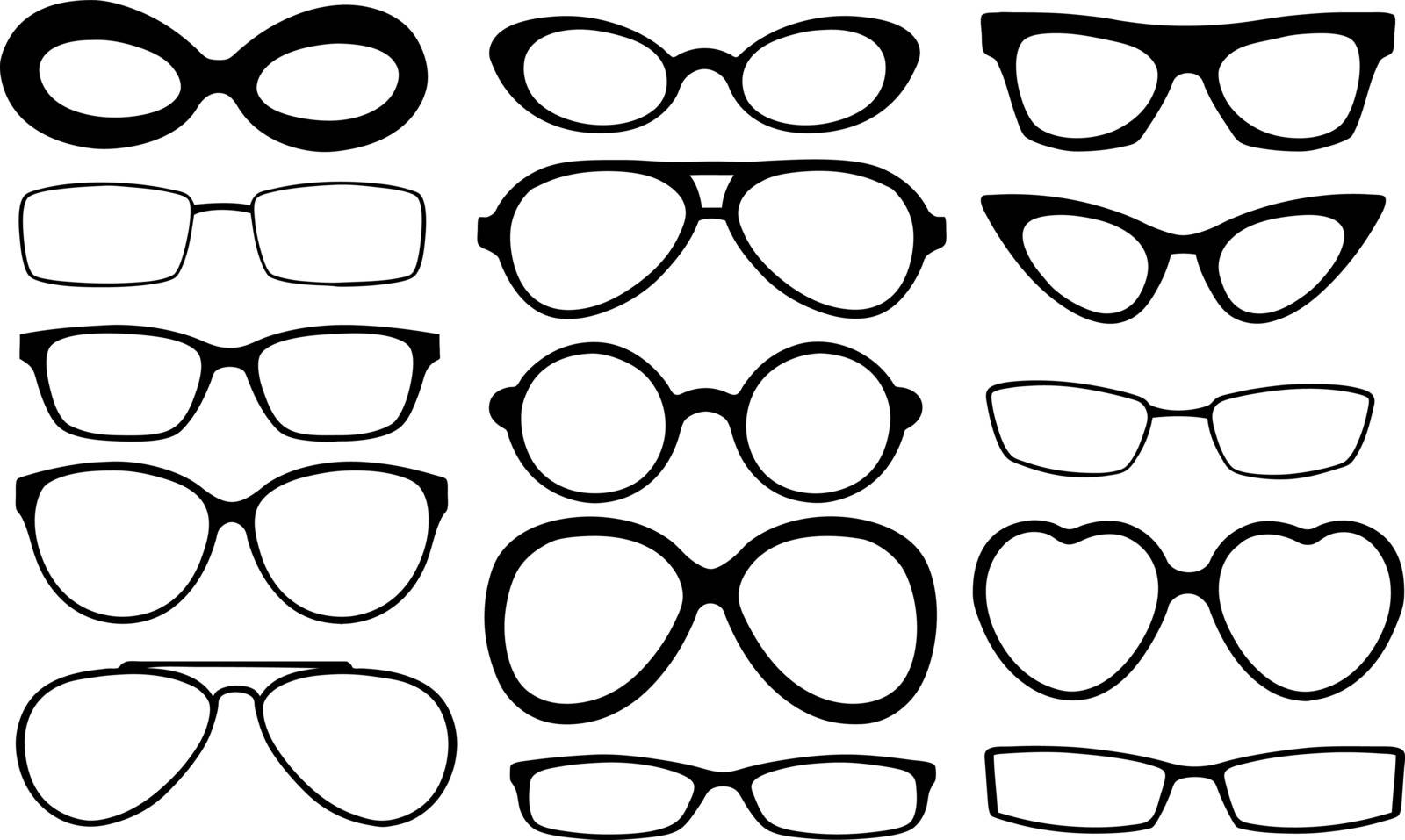 set of different eyeglasses frames
