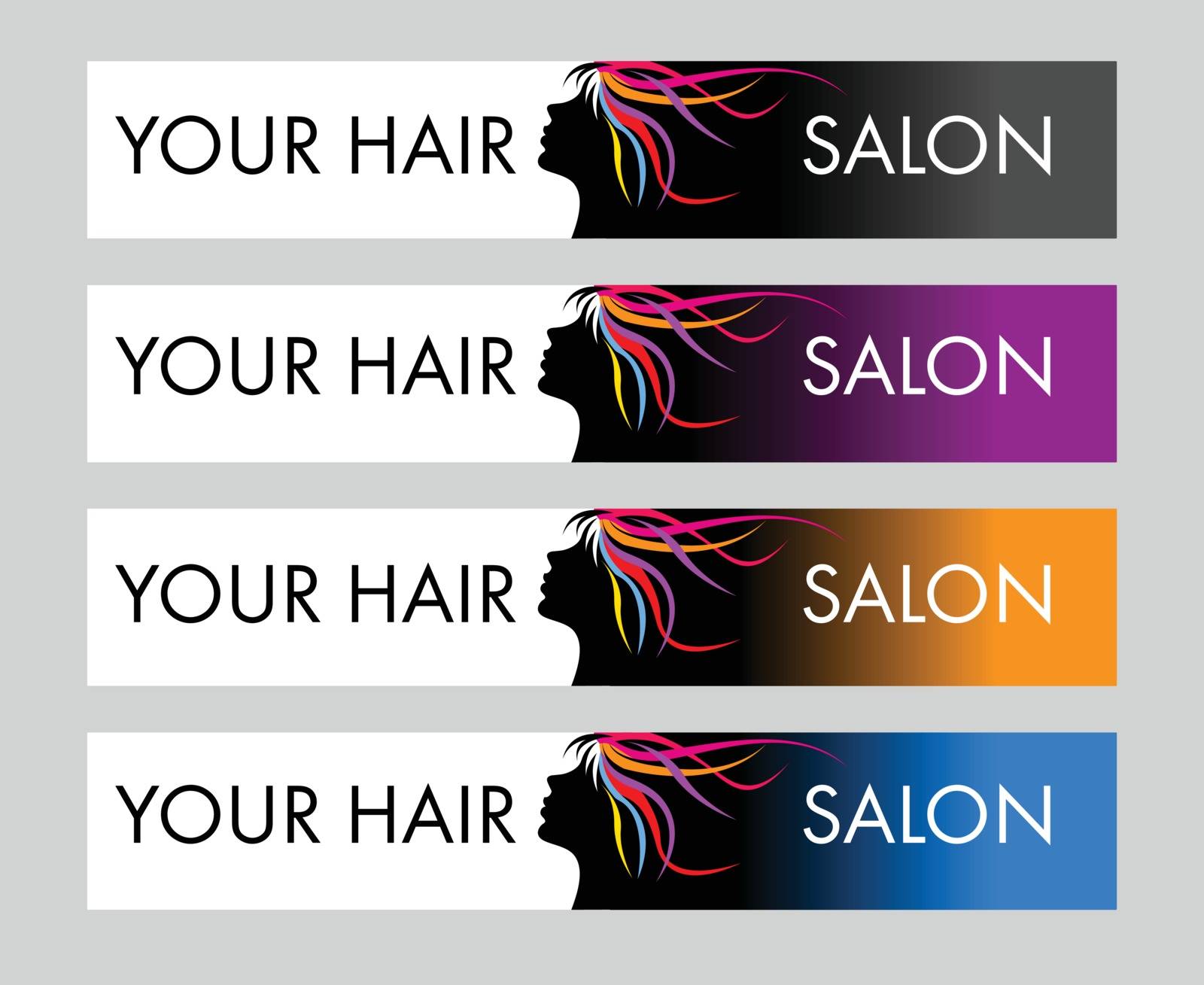 Hair Salon Logo. Creative vector concept with female head and hair.
