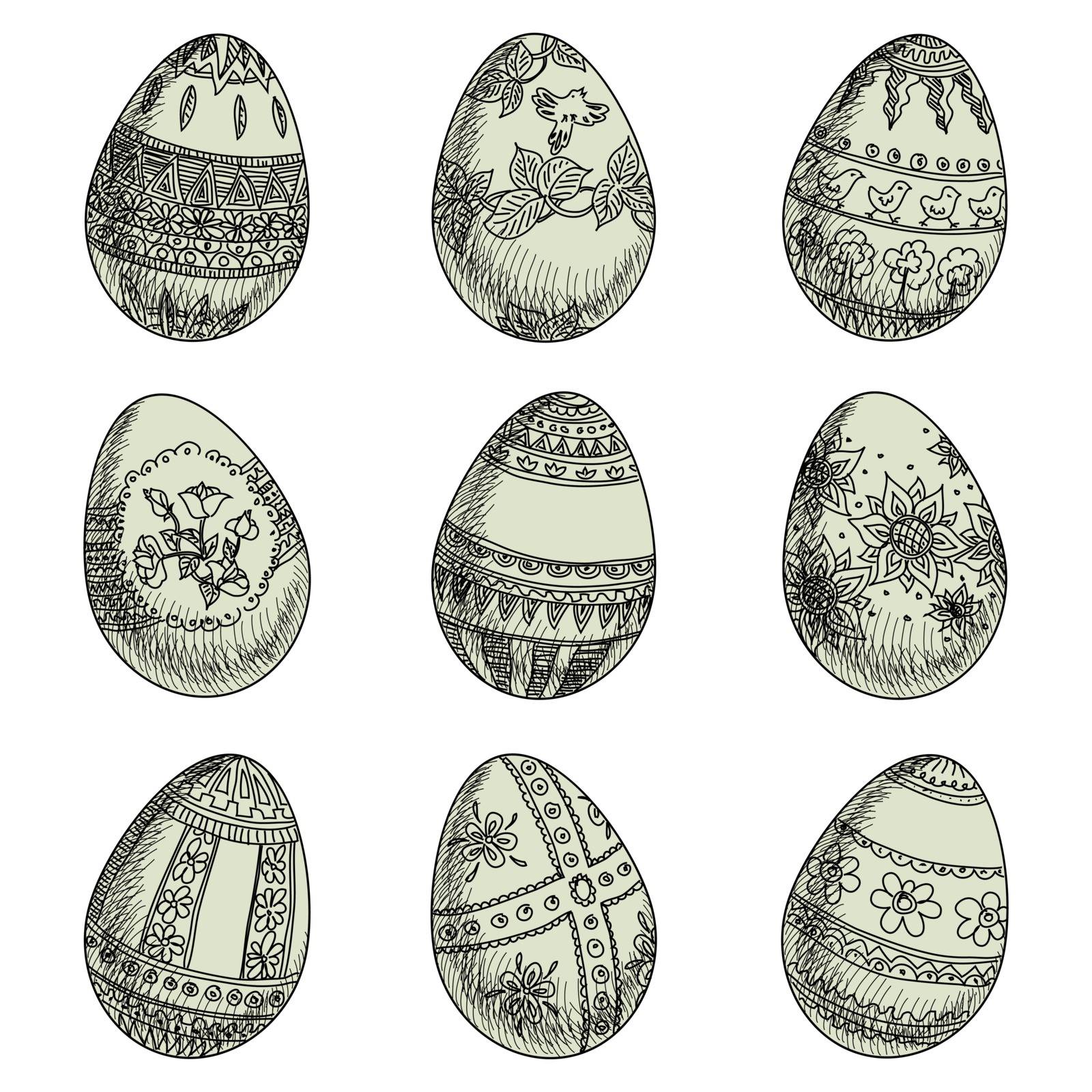 set of Easter eggs