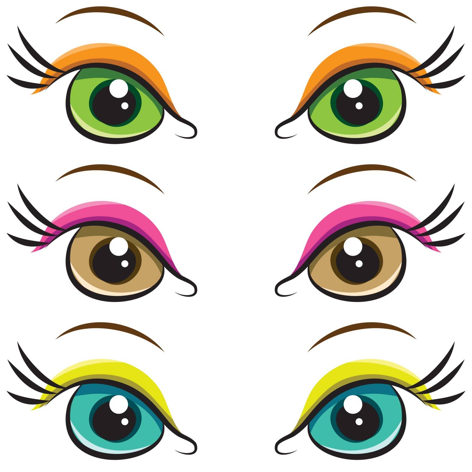 Set of several pairs of eyes. vector