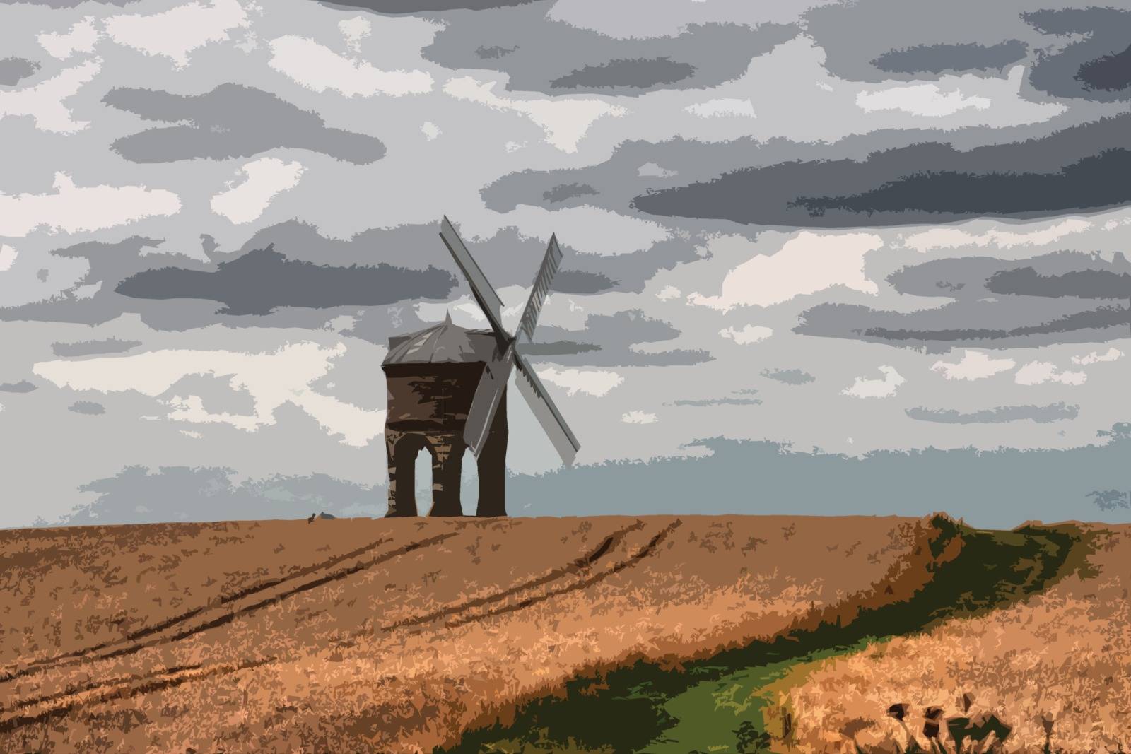Chesterton Windmill under a moody cloudy sky