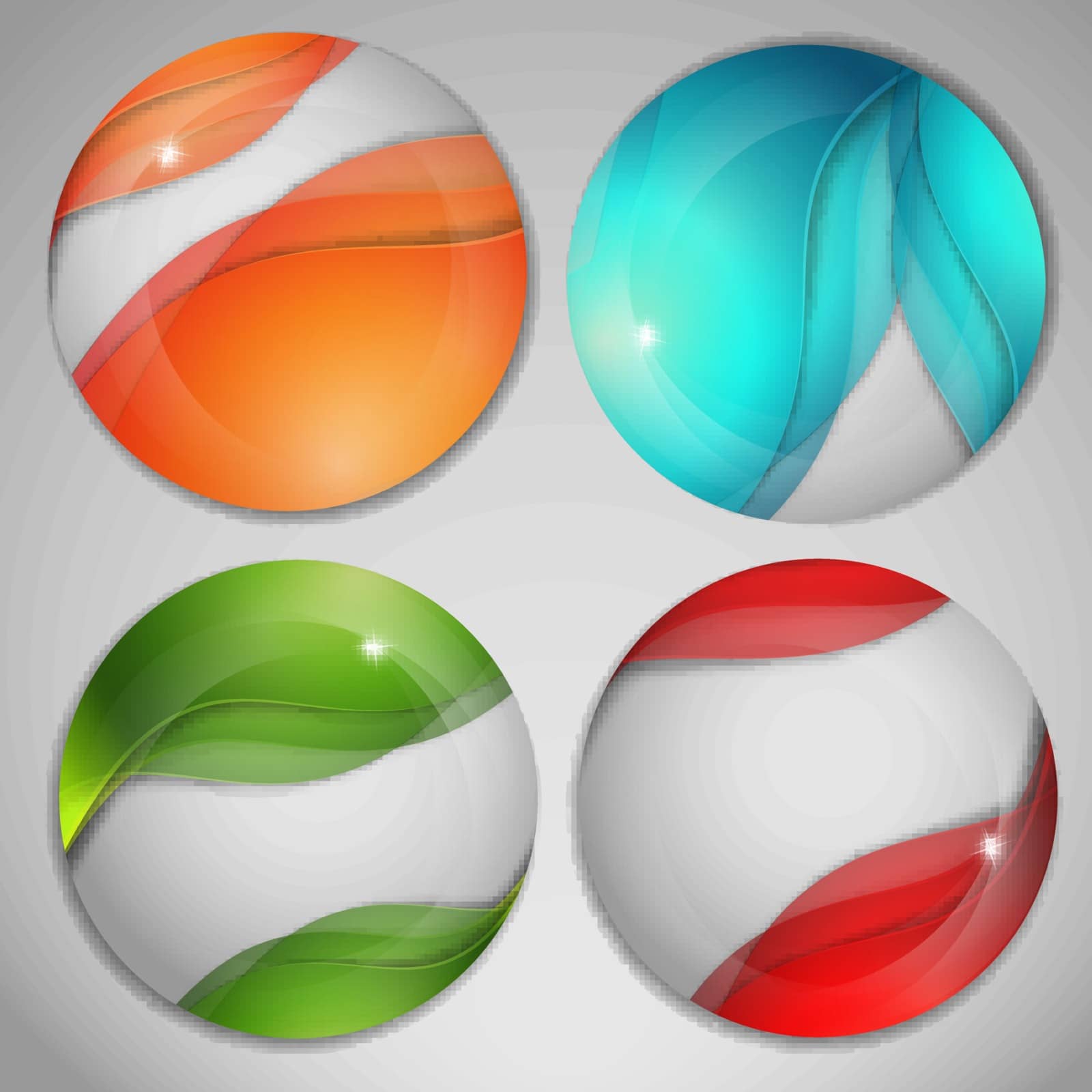 abstract vector bright spheres set with colorful  lines. Eps10