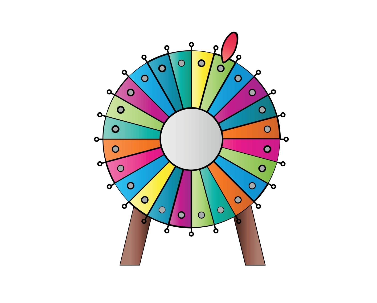 colorful wheel of fortune on white background, vector, isolated