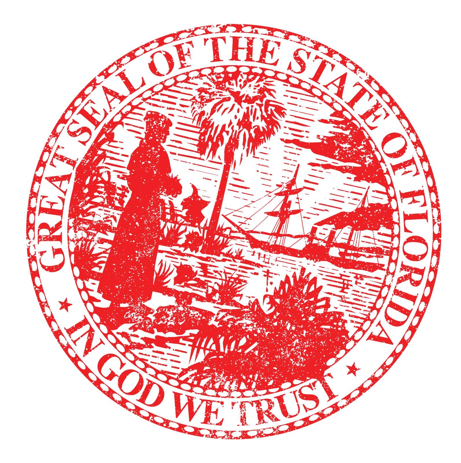 The seal of the United States of American state FLORIDA isolated on a white background.