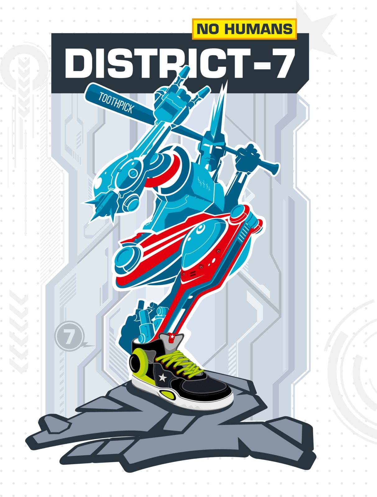 Armed Robot From District 7 vector illustration