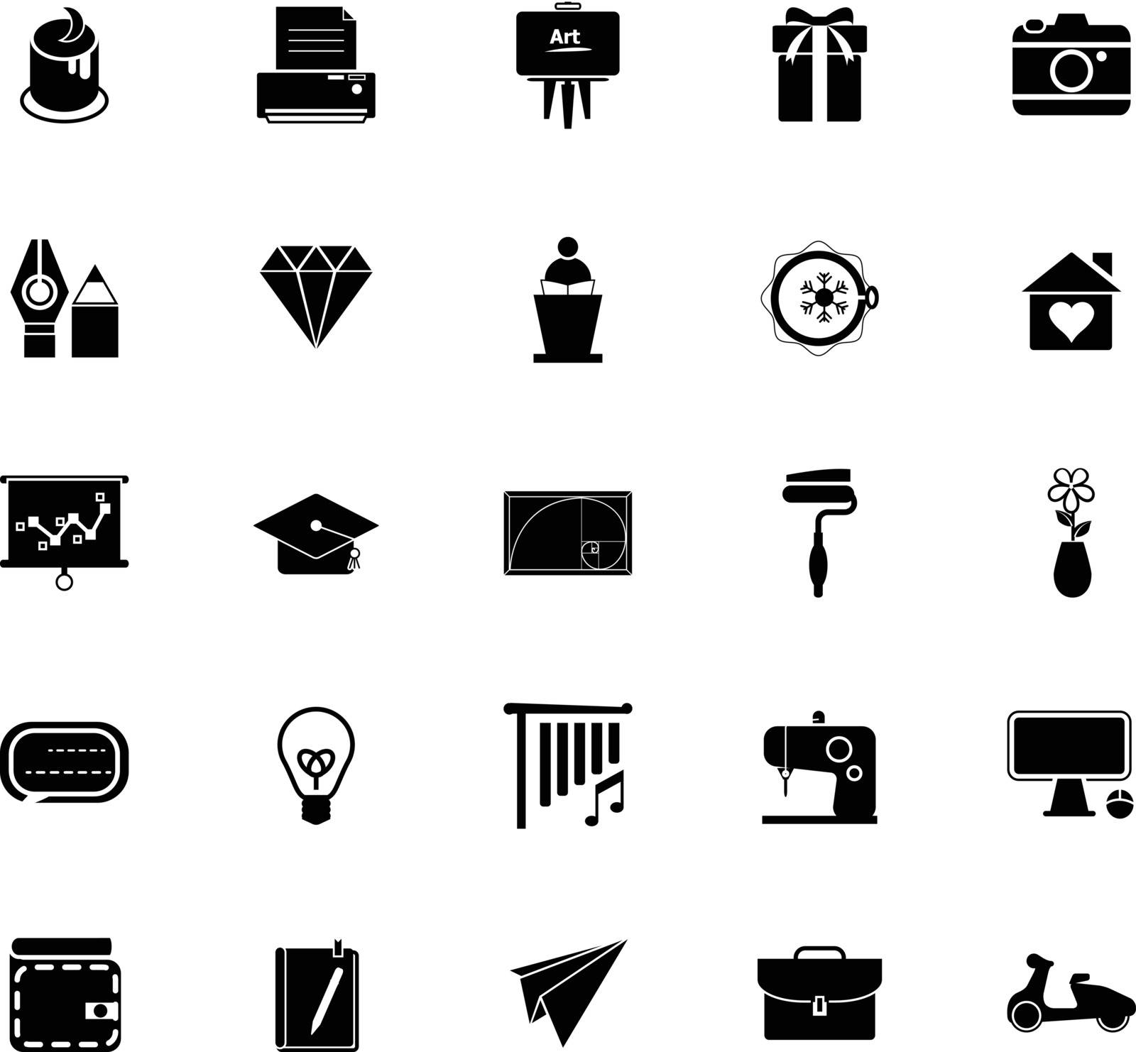 Art and creation icons on white background by nalinratphi