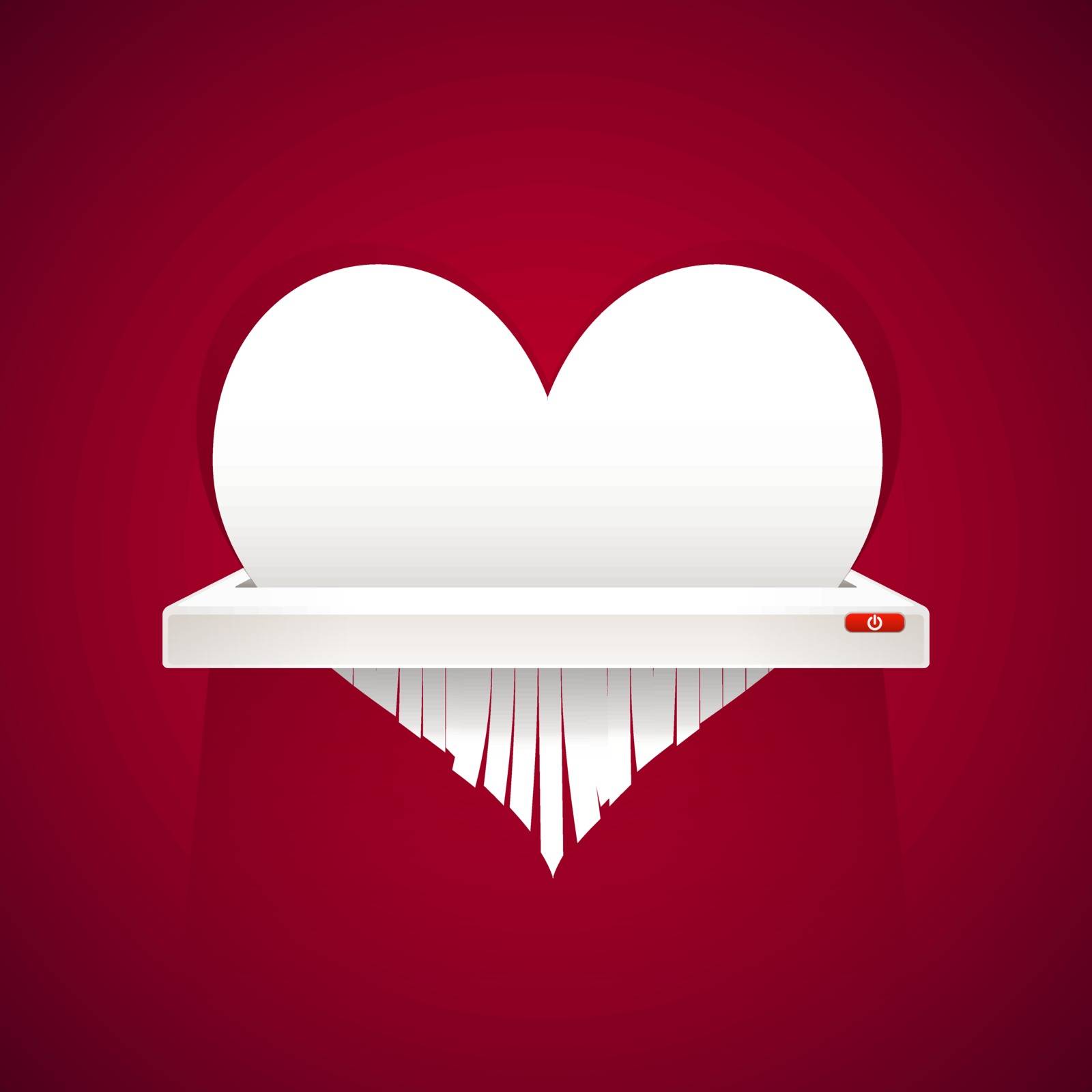Paper Heart is Cut into Shredder. Clipping paths included in additional jpg format.
