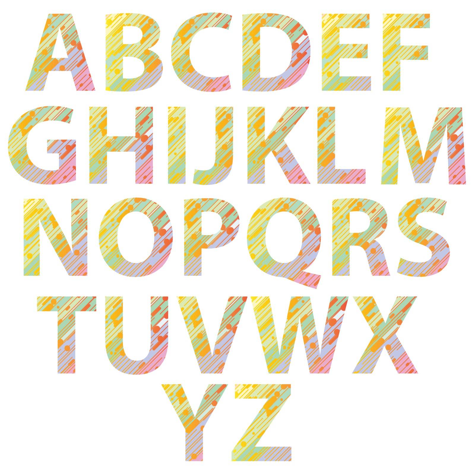 illustration  with colored alphabet on white background