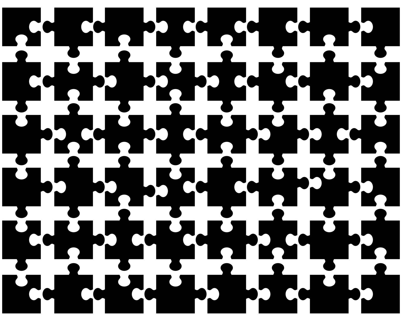Vector illustration of black puzzle, separate pieces