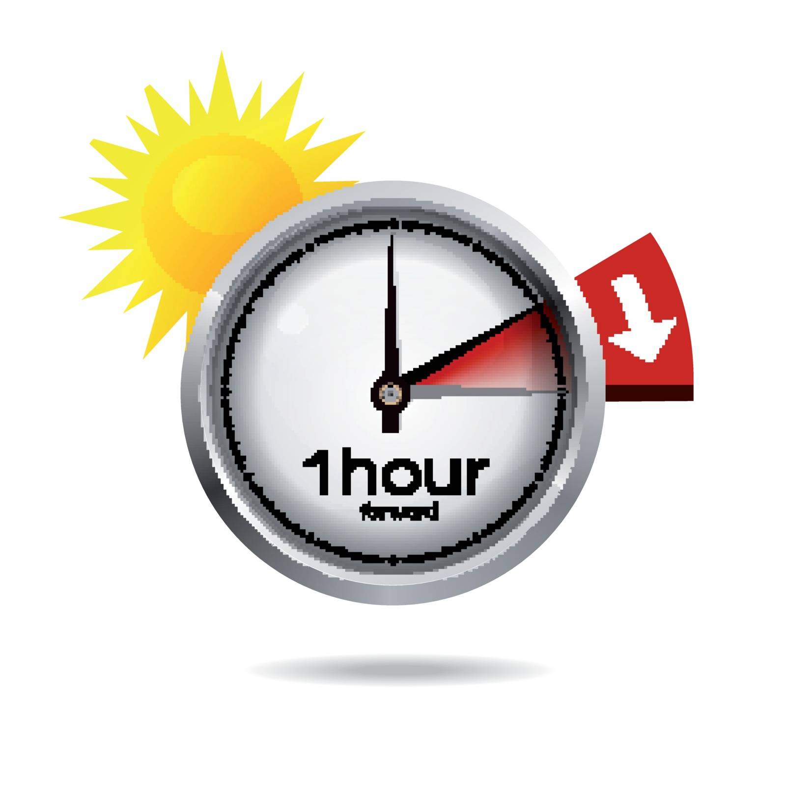 Vector illustration of a clock switch to summer time daylight saving time begins. 