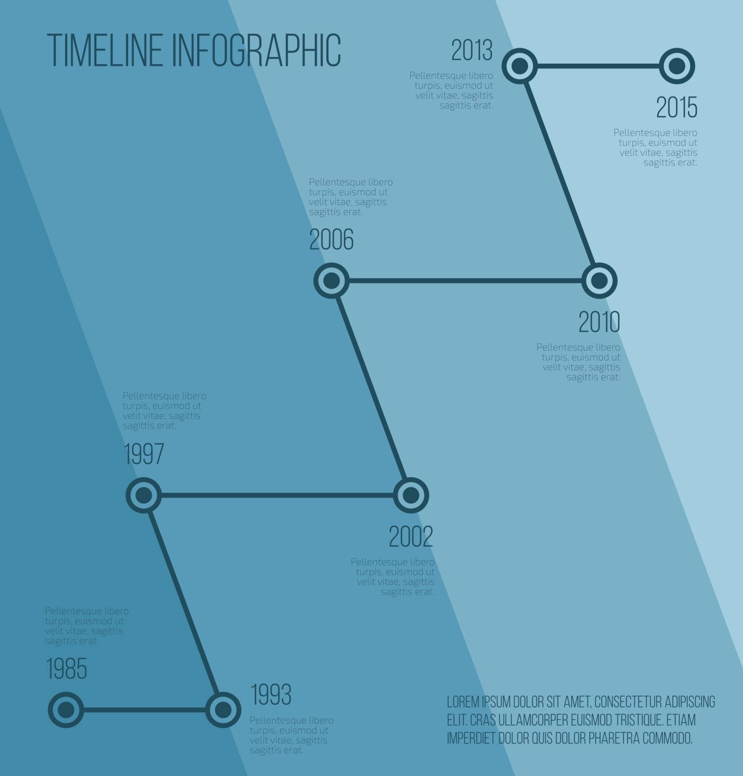 Flat blue diagonal timeline infographic. Vector illustration 