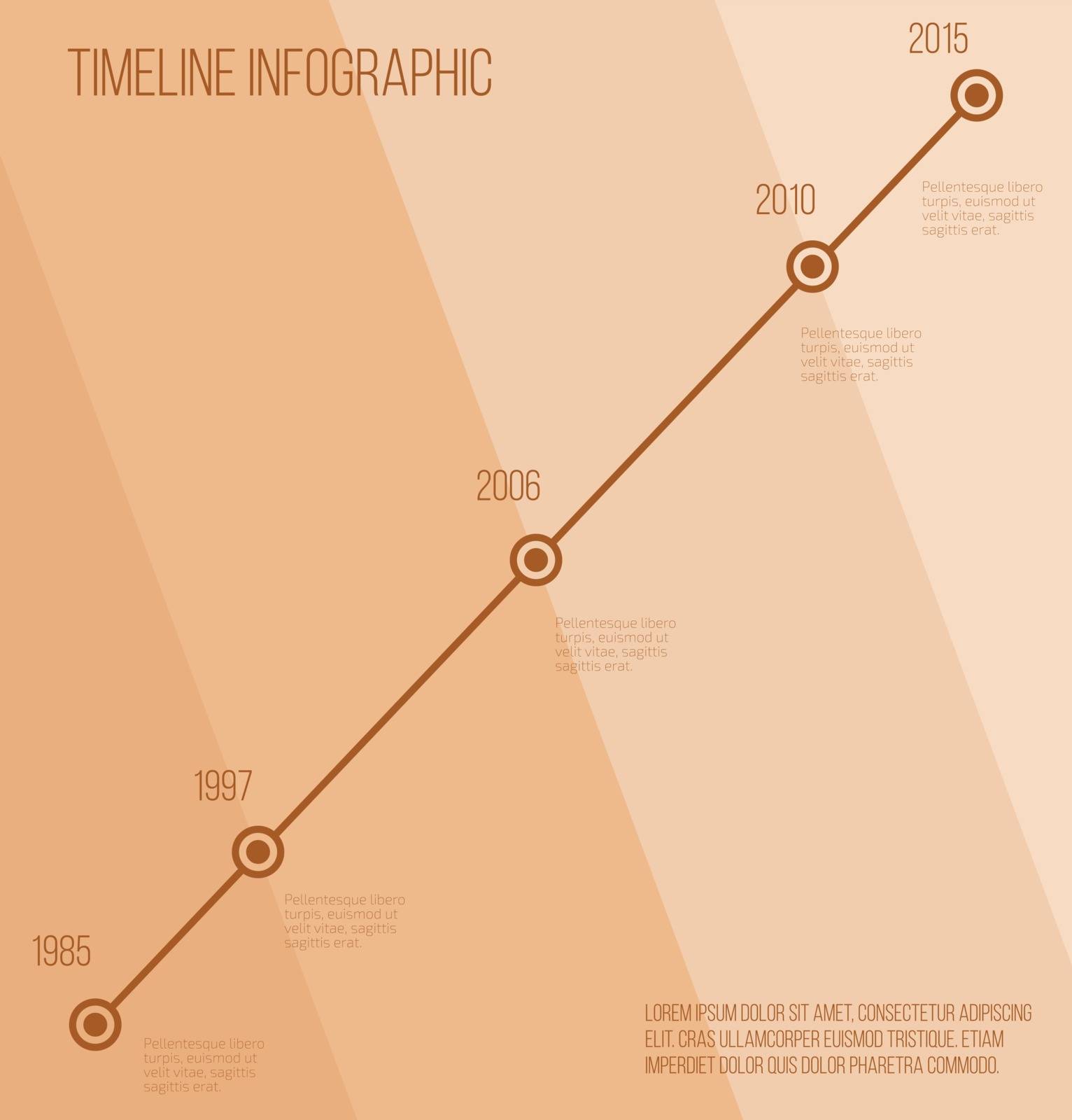 Flat beige diagonal timeline infographic. Vector illustration 