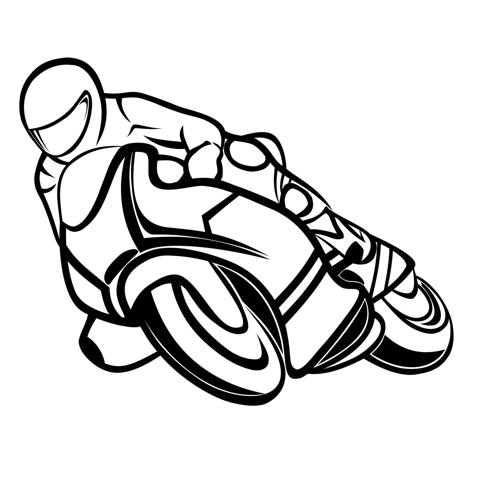 Vector illustration : Motorbike rider on a white background.