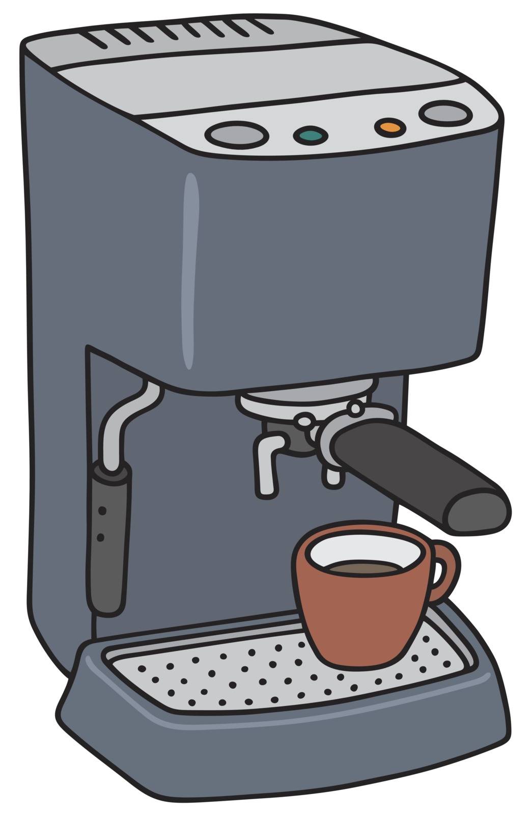 Hand drawing of a blue electric espresso maker - not a real type
