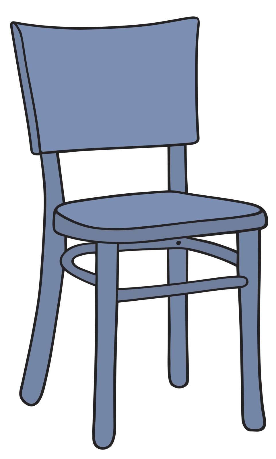 Hand drawing of a blue classic wooden chair
