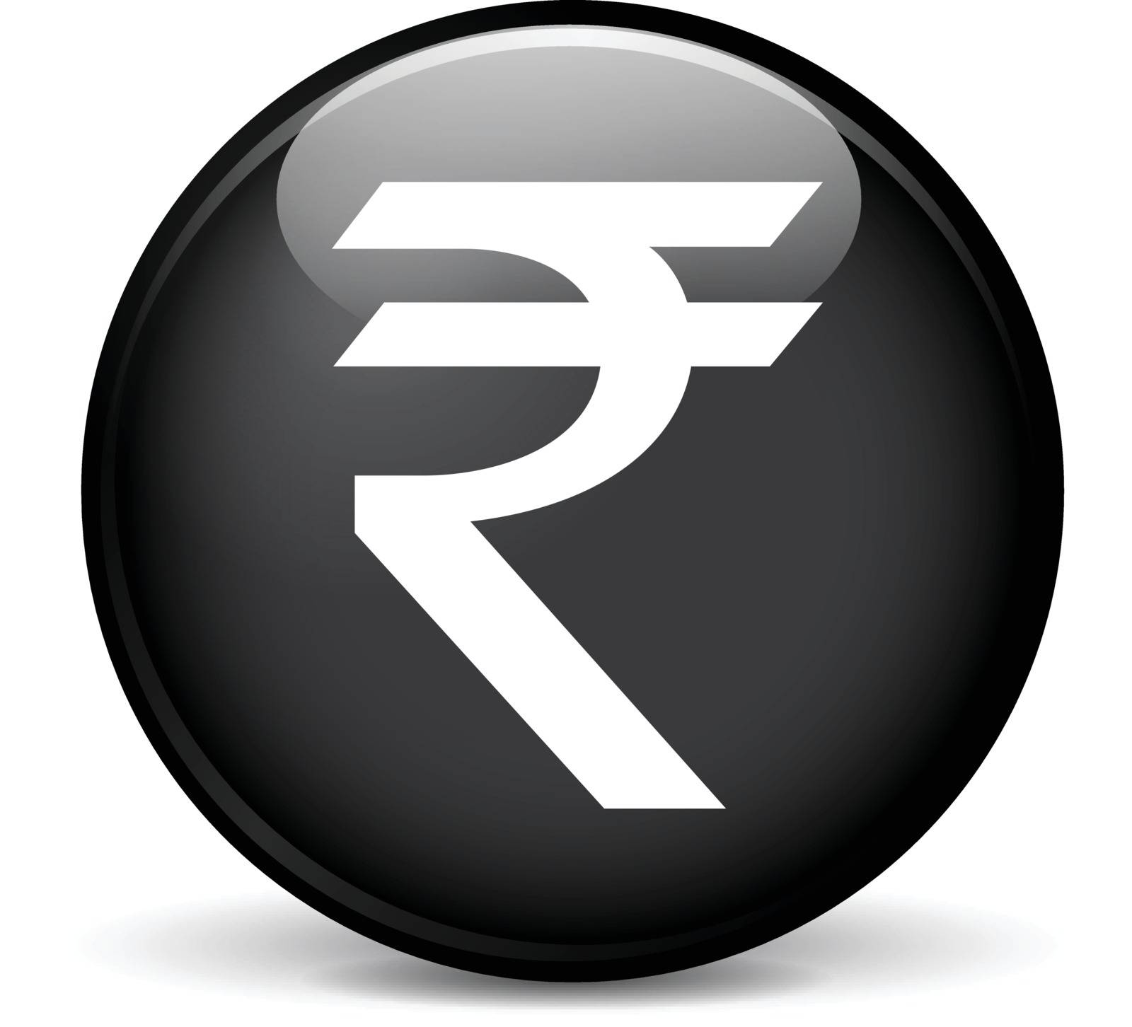 Illustration of rupee modern design black sphere icon