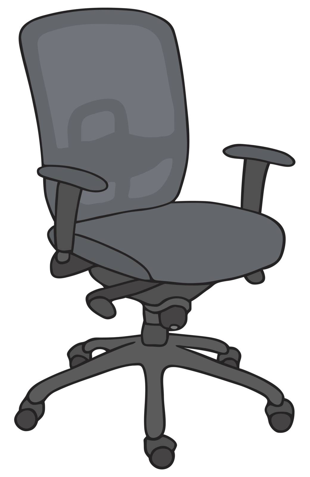 Hand drawing of a modern dark office armchair