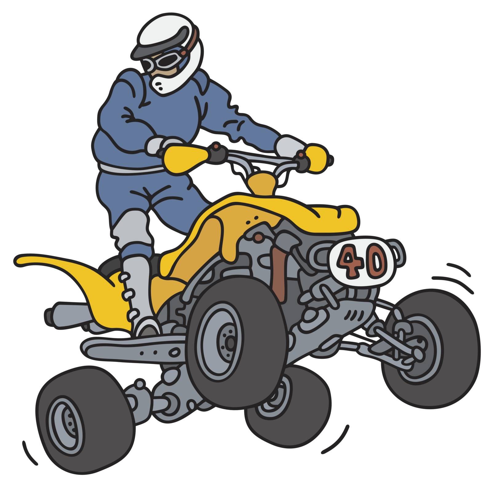 Hand drawing of a rider on the all terrain vehicle - not a real model