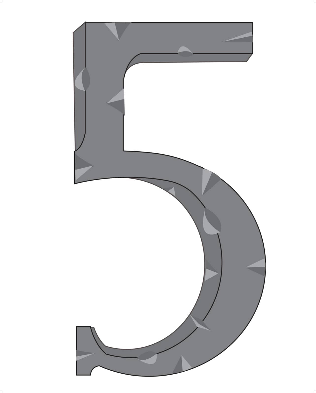 Decorative numeral  five on white background is insulated