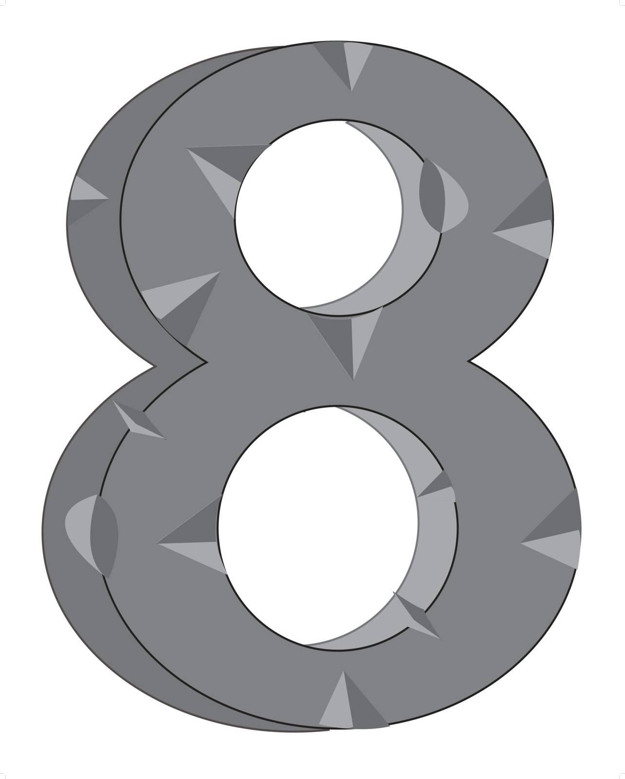 Decorative numeral eight  on white background is insulated