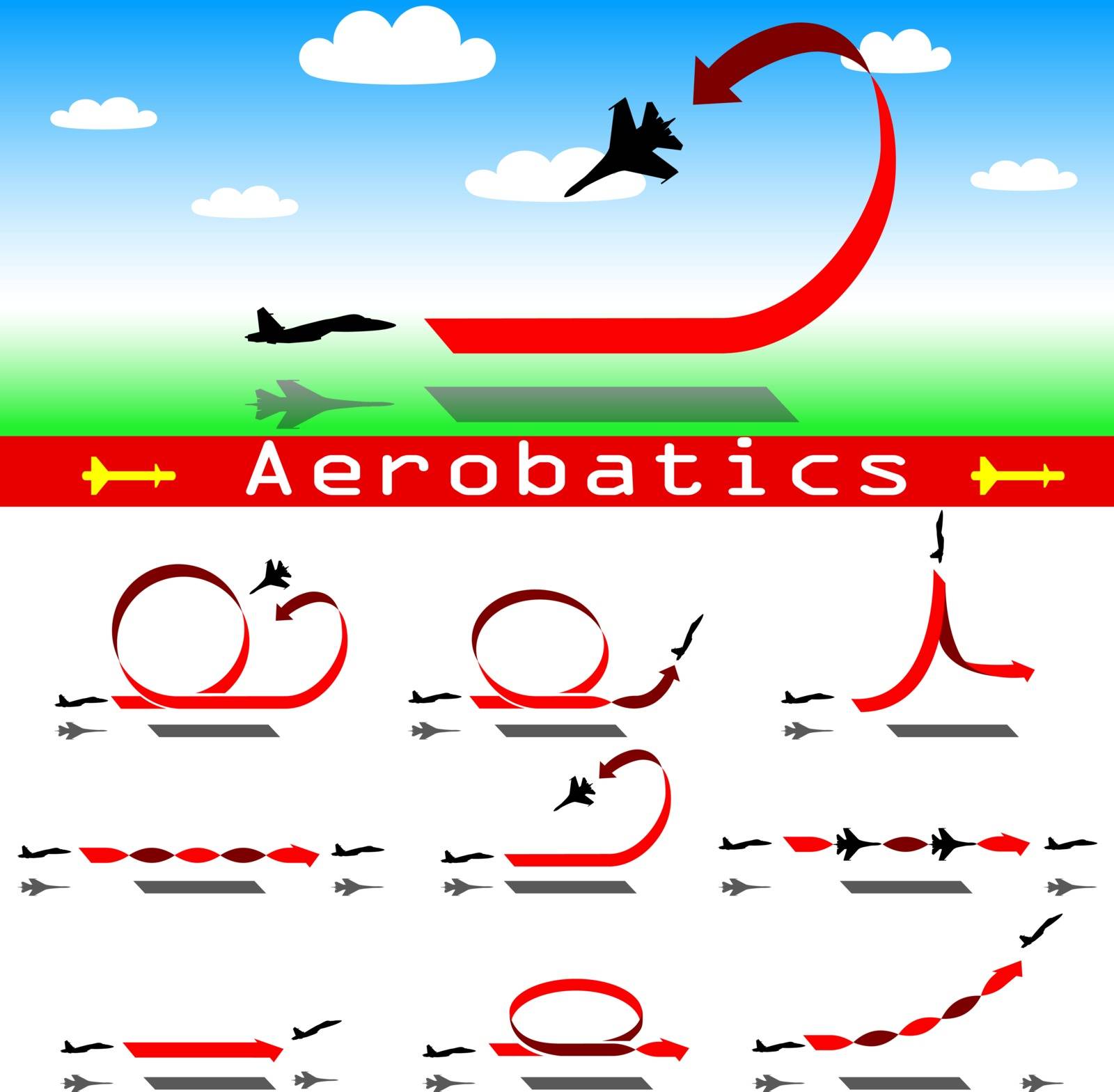 Aerobatics airplane on blue sky background. Vector illustration. by aarrows