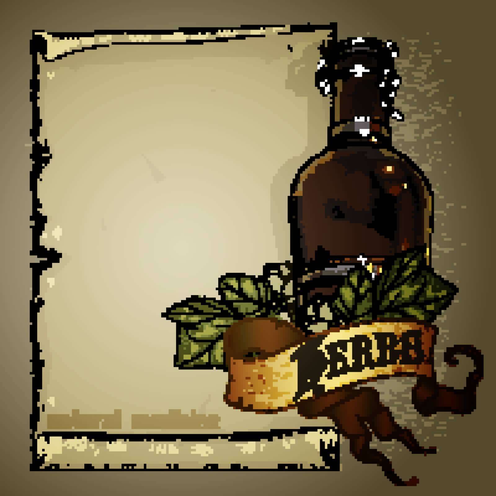 Advertising natural herbs, a bottle of potion in retro style