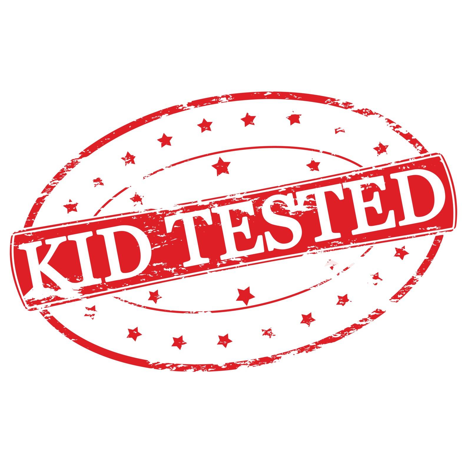 Rubber stamp with text kid tested inside, vector illustration