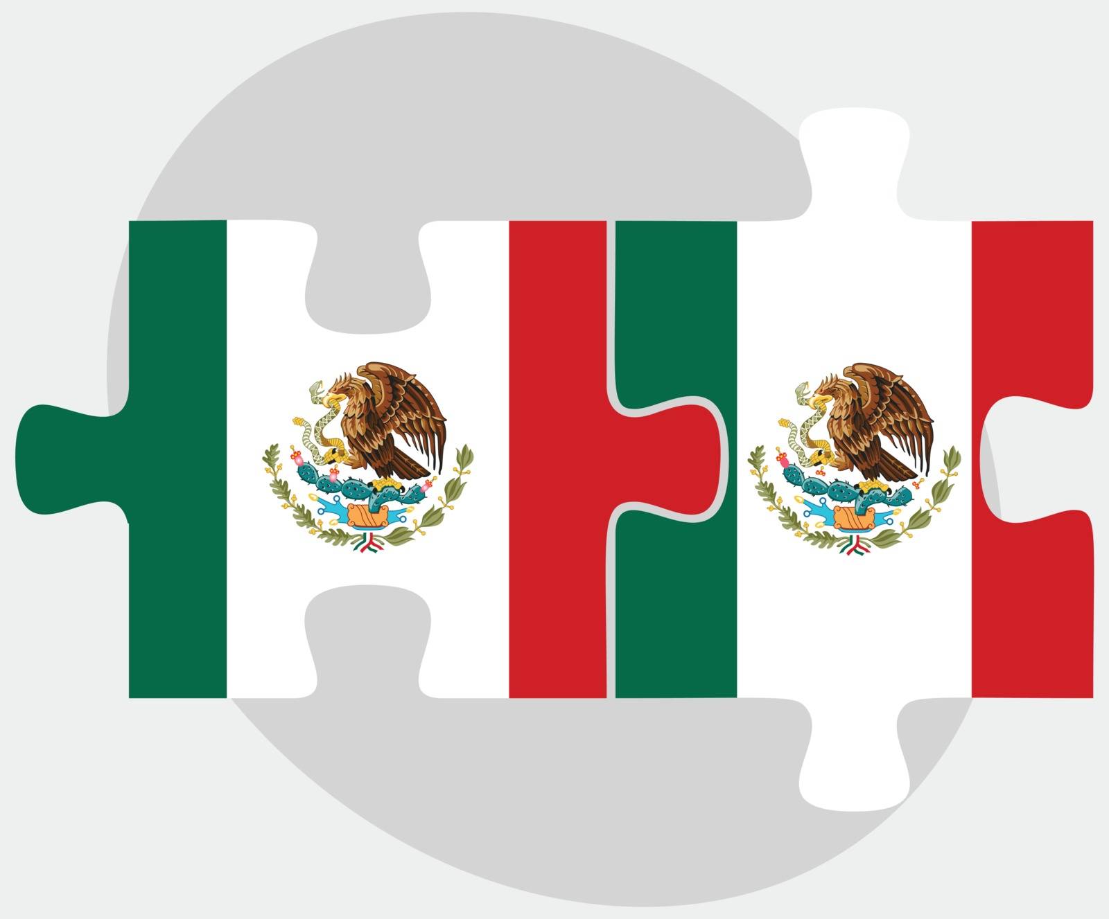 Vector Image - Mexico and Mexico Flags in puzzle isolated on white background

