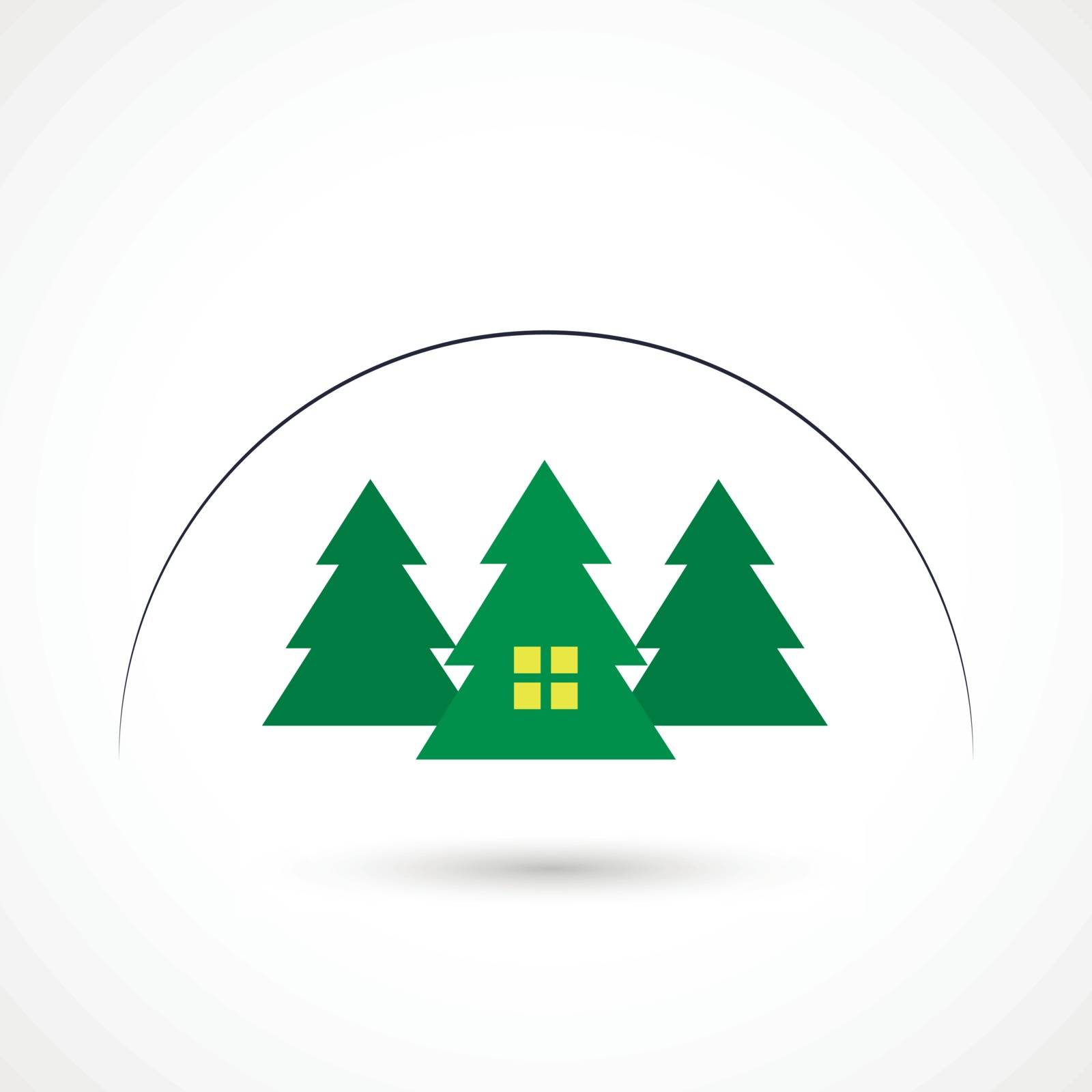 Vector illustration of a pine home on white background