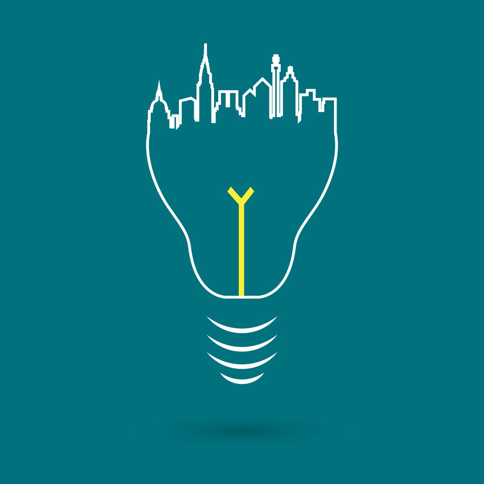 Vector illustration of a city in a bulb