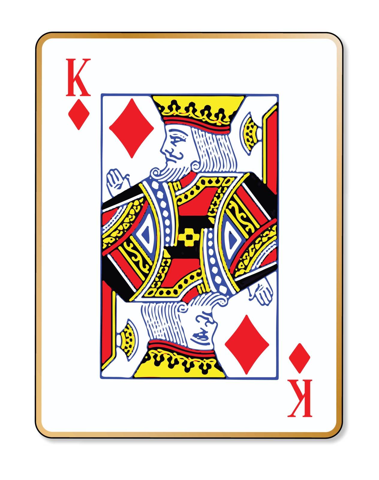 The playing card the King of diamonds over a white background