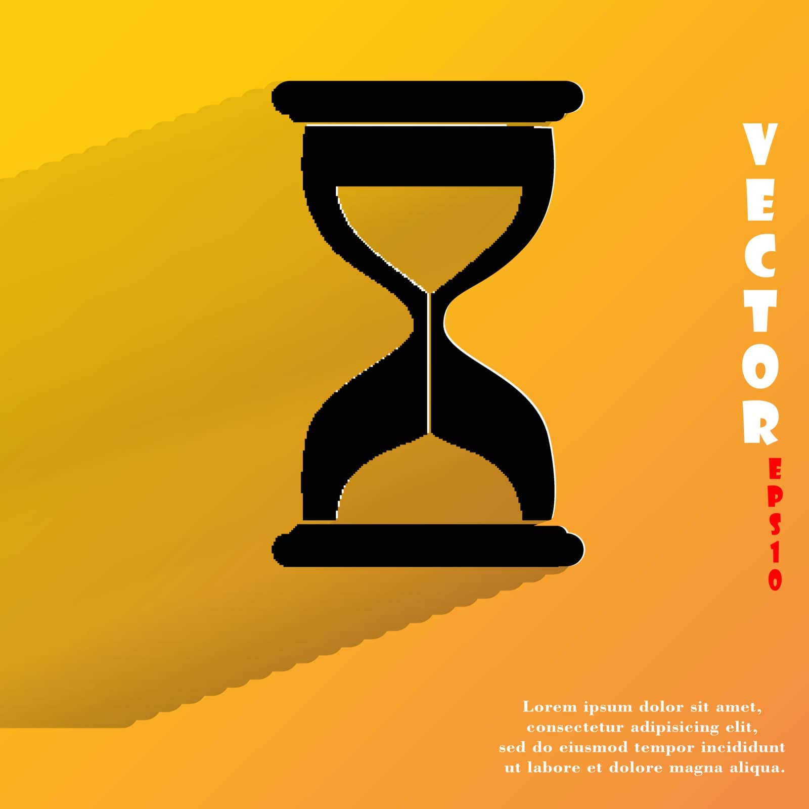 Sand clock. Glass timer . Flat modern web button with long shadow and space for your text. Vector. EPS10