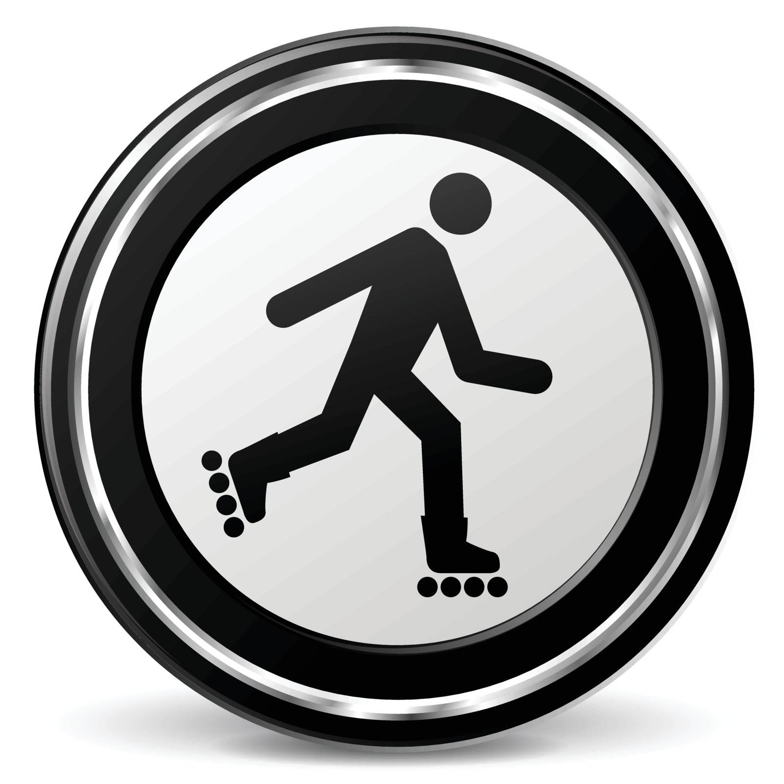 illustration of roller skate black and silver icon