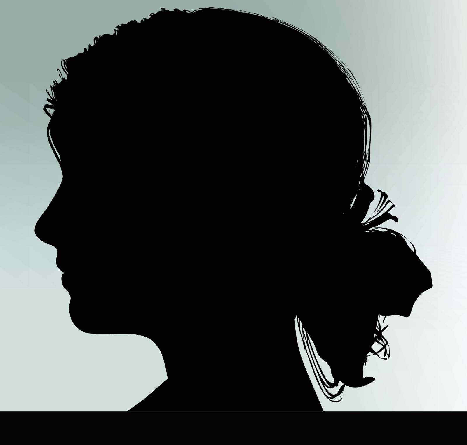 Vector Image - woman silhouette looking ahead isolated